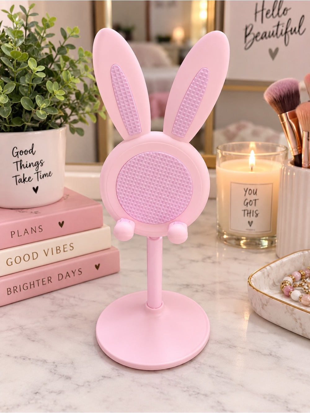 🐰 Pink Bunny Phone Stand | Adjustable & Adorable 🩷